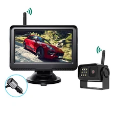 Wireless Rear Backup Camera 5" Car Monitor 12-24v For Motorhome Caravan Trailer