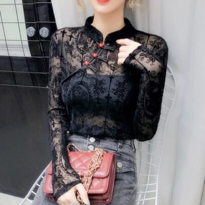 Chemisier Hanfu Rétro Chinois Femme - Broderie Fleurie Coton Lin Manches Longues