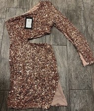 Fashion Nova Rose Gold Cocktail “Amelia” Dress Size S New With Tags