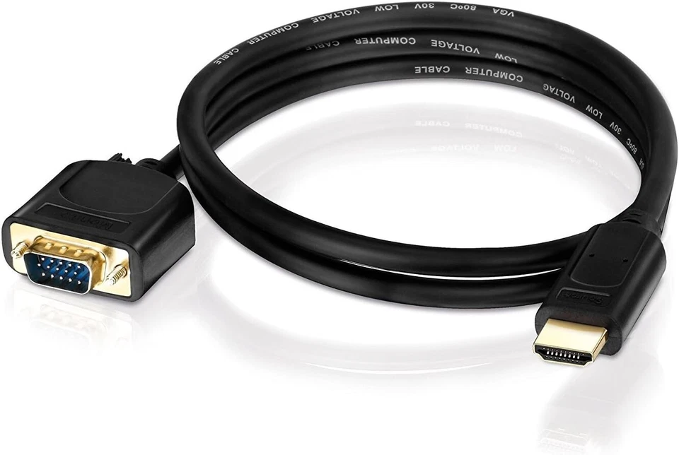 3m HDMI zu VGA Adapter-Kabel D-Sub 15 Pin 1080P Beamer Computer Monitor Laptop - Bild 3 von 4