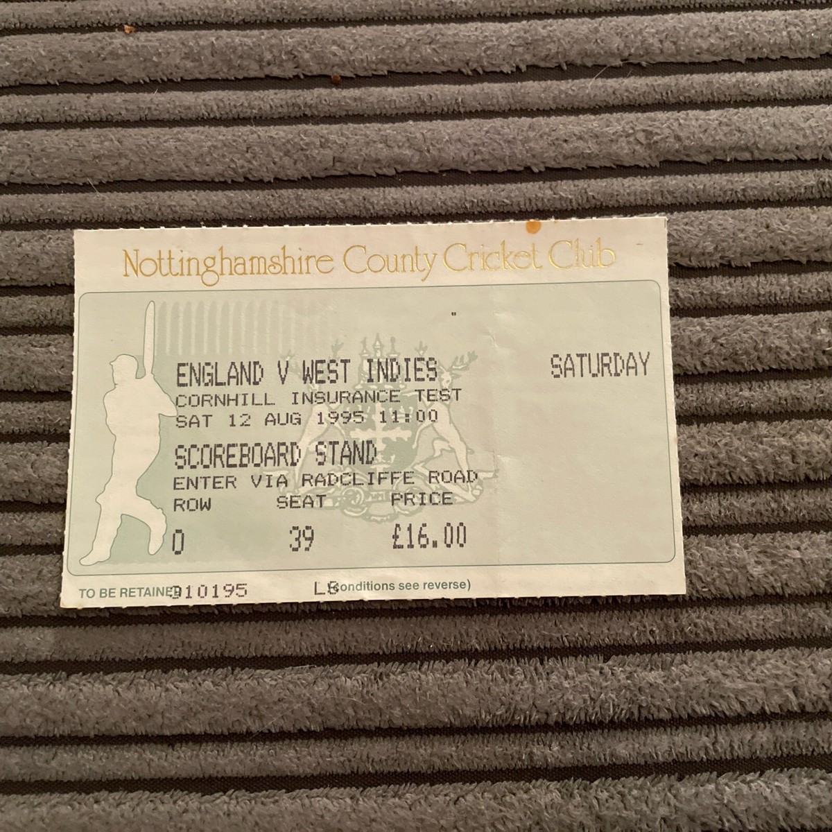 1995 ENGLAND V WEST INDIES 5TH TEST TRENT BRIDGE INTERNATIONAL