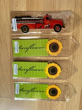 4 ~ PAPER HOUSE Bookmark ~ Sunflower & Fire Engine Design ~ NIP ~ ~ ~ 1441