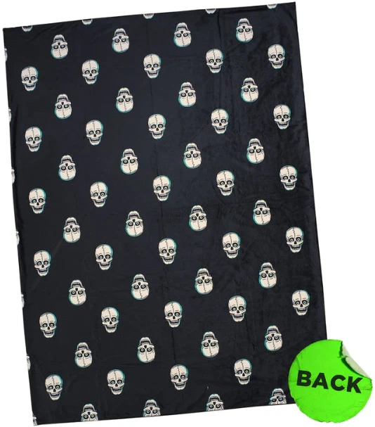 NEW Creepy Co. Beistle FLAMING SKULL Skeleton Throw Blanket 60x42" Halloween - Image 2 of 4