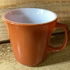 Vintage PYREX Corning NY USA Microwave Safe Burnt orange milk glass mug cup