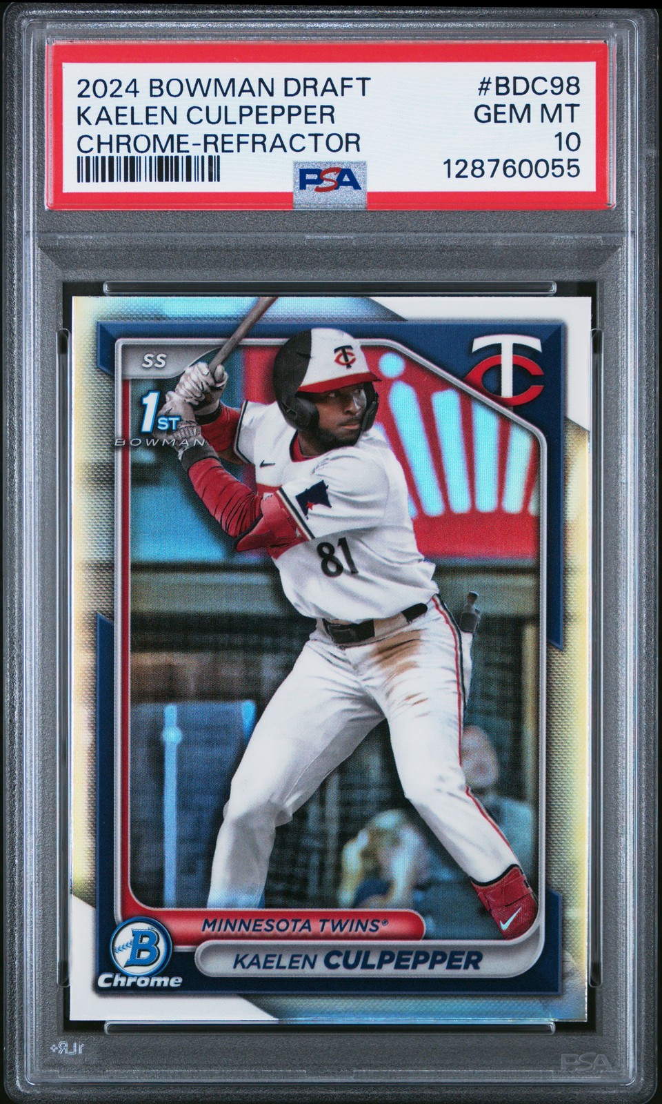 2024 BOWMAN DRAFT CHROME-REFRACTOR #BDC98 KAELEN CULPEPPER PSA 10