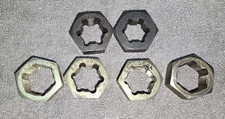 Lot of 6 Vintage Hexagonal Axle Spindle Rethreading Die Nuts (SAE & Metric Mix)