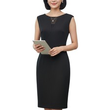 Vince Camuto Sheath Dress Women’s 8 Black Sleeveless Bodycon Form Fitting Cockta