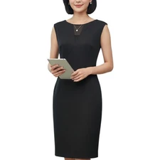 Vince Camuto Sheath Dress Women’s 8 Black Sleeveless Bodycon Form Fitting Cockta