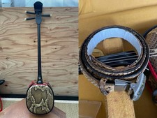 Shamisen Black Painted Yonashiro Makabewith Belt Yuna Sunchi Okinawa String Inst