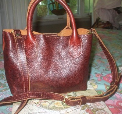 Portland Leather Goods light brown small crossbody leather tote shoulder bag