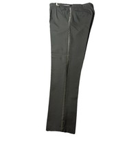 Men's Black Tuxedo Pants 100 Worsted Wool Wedding Prom 30-32" Adjustable Waist