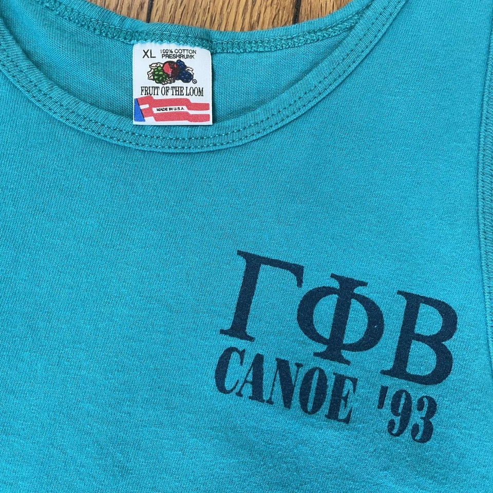 Camisa sin mangas vintage Gamma Phi Beta para mujer XL canoa 1993 Sorority hecha en EE. UU. AÑOS 90 Foto 3 de 4