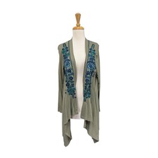 Johnny Was JWLA Green Embroidered Cardigan Size M Medium
