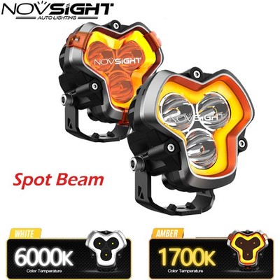 NOVSIGHT Halo Pro Series 3'' LED Work Light Pod Spot Beam Lamp OffRoad DRL 2x