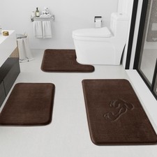 Bathroom Rugs Sets 3 Piece, Non-Slip  Quick Dry Bath Mat Set, Ultra Soft Velvet