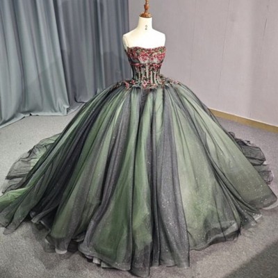 Sweet Black Green Quinceanera Dresses 15 16 3D Flowers Glitter Party Ball Gowns | eBay Sweet Black Green Quinceanera Dresses 15 16 3D Flowers Glitter Party Ball Gowns | eBay