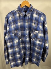 Vintage 1990s American Edition Blue Plaid Flannel Shirt Size Large Made In USA L