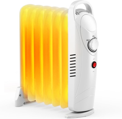 700W Oil-Filled Radiant Heater with Adjustable Thermostat, Automatic Shutoff,New