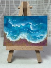 ACEO Original painting, Coastal Calm, aceo, brushwavesstudios, ocean, waves