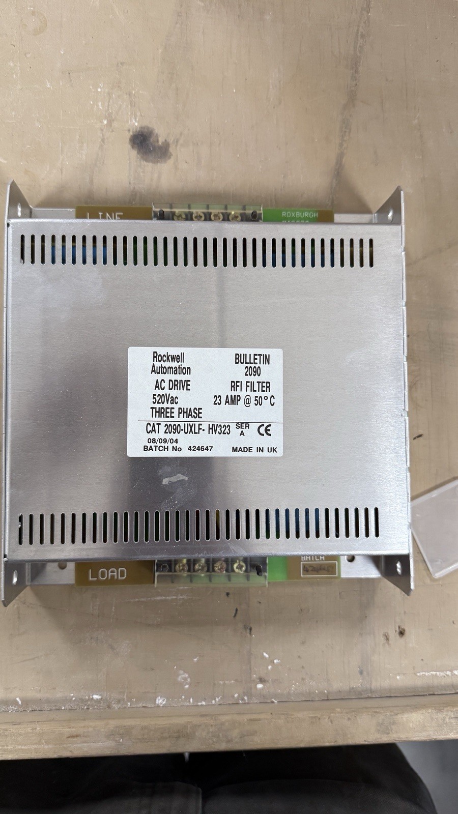 ROCKWELL AUTOMATION CAT 2090-UXLF-HV323 SER A AC DRIVE RFI FILTER 520VAC