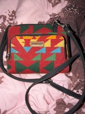 Pendleton Wool Crossbody Wallet Bag – Southwest Geometric Pattern – Red Turquois