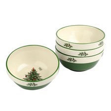 Spode 5.5" Christmas Tree Stacking Bowls - Set of 4 Ceramic Holiday Dinnerware