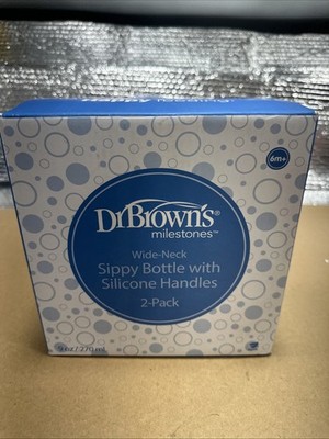 Dr. Brown's Milestones Two (2) Narrow Sippy Spout Bottle 100% Silicone Handles