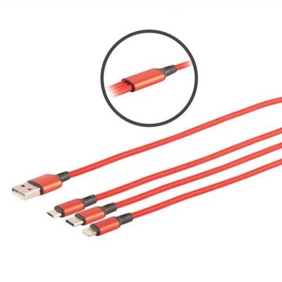 Handy Ladekabel für Iphone / Samsung / Google / Huawai / Xiaomi 1,2 Meter Rot