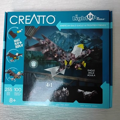 Creatto American Bald Eagle & Frontier Friends Light-Up 3D Puzzle NEW 255 Pcs 