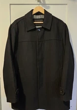 Marc New York Coat Mens Medium Black Wool Blend Car Coat Quilted Lined Pockets