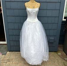 Jessica McClintock White Ball Gown Corset Tulle Dress Size 3/4