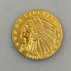 1910 US $2.50 Gold Indian Coin .1209AGW cleaned L25059