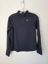Nike Dri Fit Shirt Kids Large 14-16 Black 1/4 Zip Long Sleeve Athletic