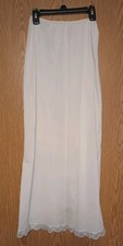 Ivory Vintage Lorraine 35" Nylon Half Slip Size Small, 9" Lace Slit Pre-owned