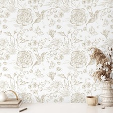 Micpolo Floral Peel and Stick Wallpaper Boho Beige Contact Paper Neutral Farmhou