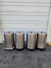 Lot of 4 Stainless Steel Tank Tanks w/ Lid 60 Gallon on Rollers