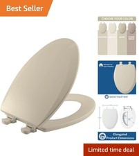 Almond Elongated Molded Wood Toilet Seat with Easy-Clean Hinge - 18.8" x 14.1"
