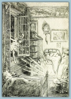 PETER PAN Flies In the Window - Vintage 1911 Art Image - 5 x 7 inch Print