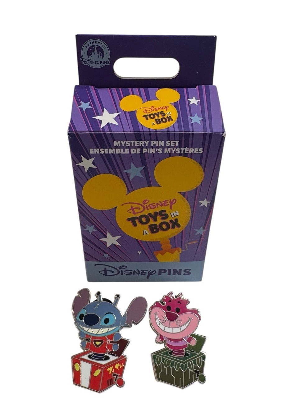 NEW Disney Parks Toys in a Box Disney Trading Pins Mystery Stitch Cheshire Cat