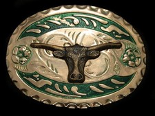 TE09118 VINTAGE 1970s  CATTLE HEAD  WESTERN  COWBOY BELT BUCKLE