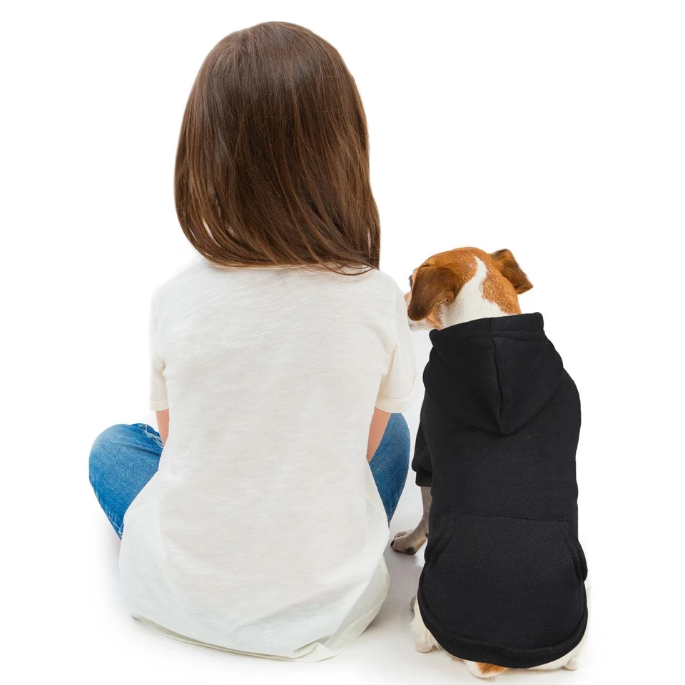 Moletom com capuz para cachorro animal de estimação lã escovada macia para cães pequenos - preto sólido aconchegante Com - Imagem 2 de 4