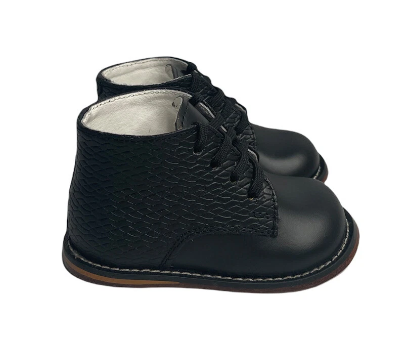 NUEVO Zapatos para caminar Josmo de cuero negro con cordones para bebé niño niña talla 5 Foto 2 de 4