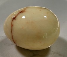 Vintage Marble Polished Egg Cream / Yellow with Burgundy Veins 2 inches