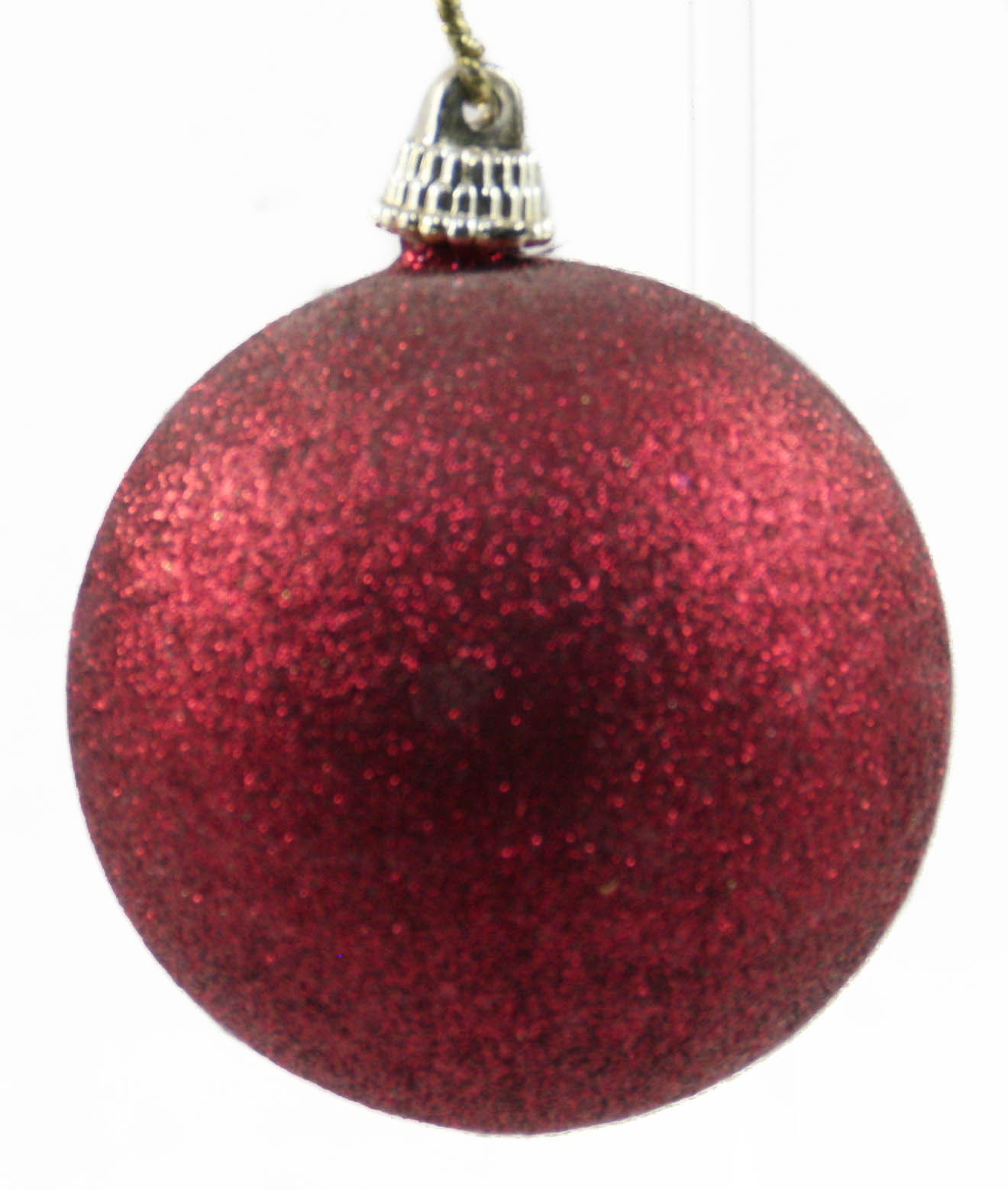 Plastic Maroon Red Glitter Ball Christmas Ornament Holiday Decoration