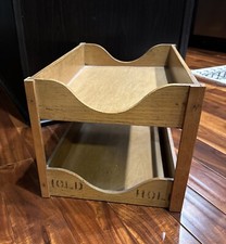 Vintage Wood Desk Tray Filing Office Organizer 2 Tier