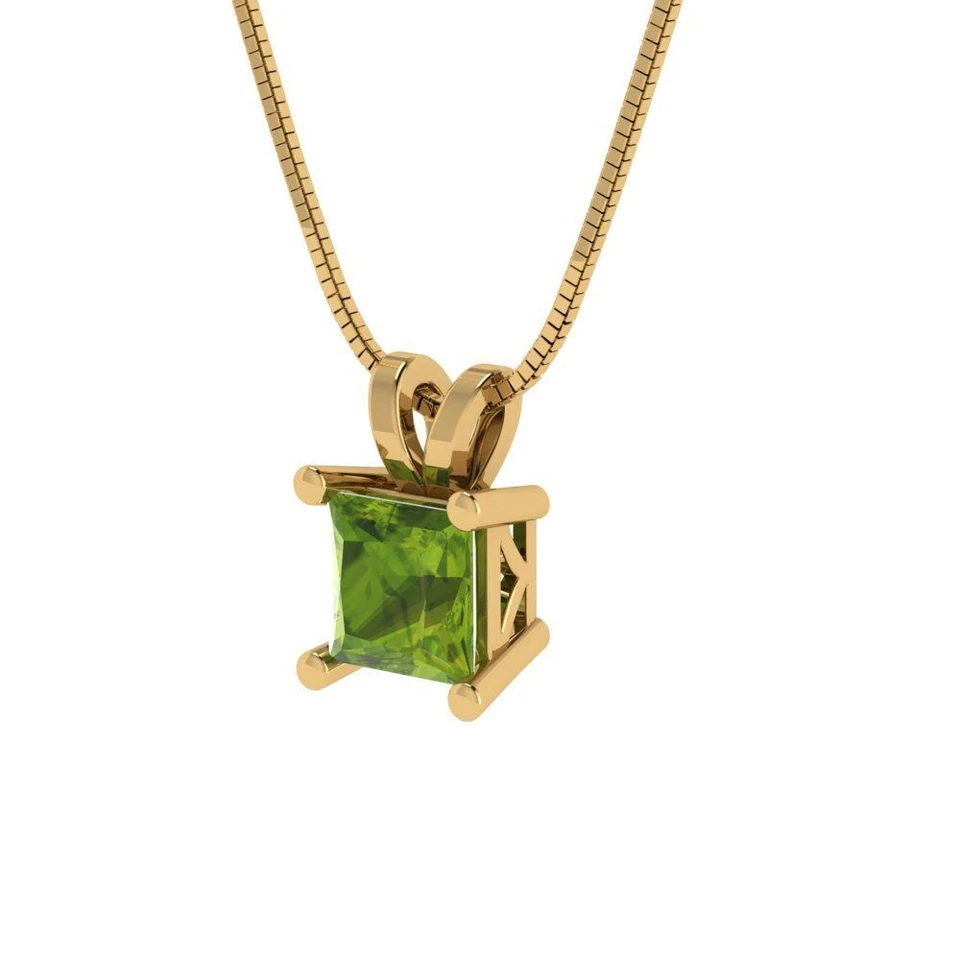 3 cttw Silver Pendant and 16" Necklace - Yellow Gold Plated - 8.0mm Peridot - Image 2 of 4