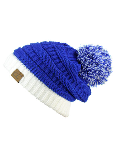 NEU! CC Beanie Unisex College High School Team Farbe 2-Ton Bommel Strick Beanie - Bild 22 von 68