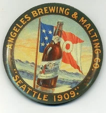 Angeles Brewing and Malting Co - Beer Coaster - Seattle 1909