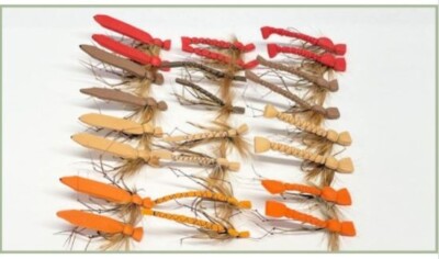 24 farbige Papas, Flat, Skinny und Foam Daddy, Größe 10, Fliegenfischen