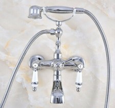 Wall Mounted Chrome Clawfoot Bathtub Faucet Filler Mixer With Hand Shower Ztf867